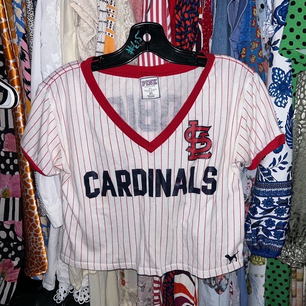 Cardinals baseball jersey type crop top